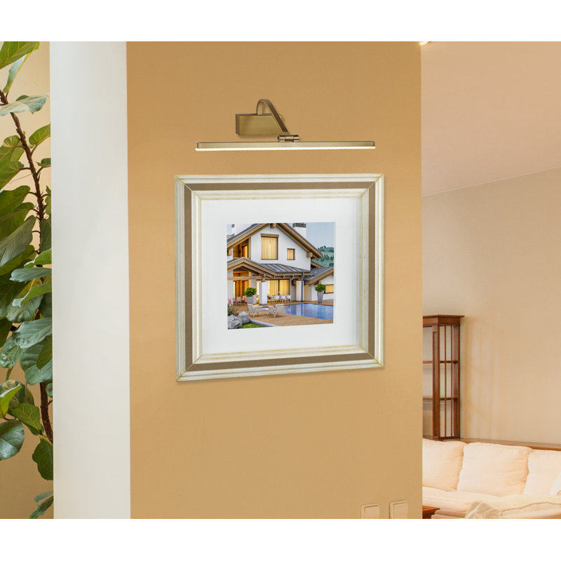 1 -Light Hardwired LED Wall Mounted Picture Light, 11cm H x 52cm W x 19cm D, Satin Brass