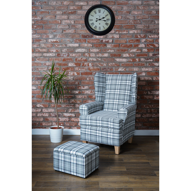 Bartee Wingback Chair, Light Grey/White