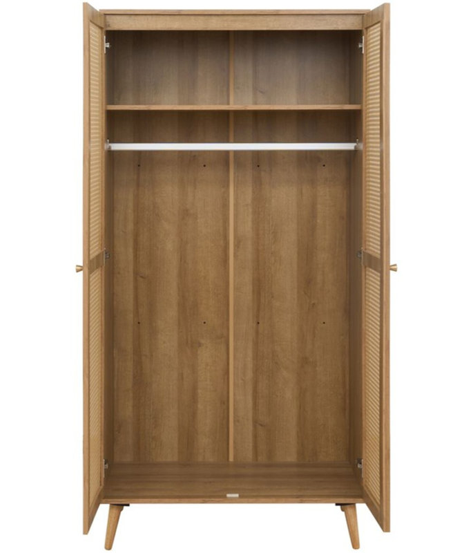 Manila Rattan 2 Door Double Wardrobe, Oak