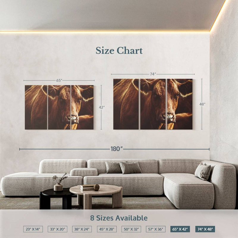Brampt Expressive Brown Cow, 42" H x 65" W