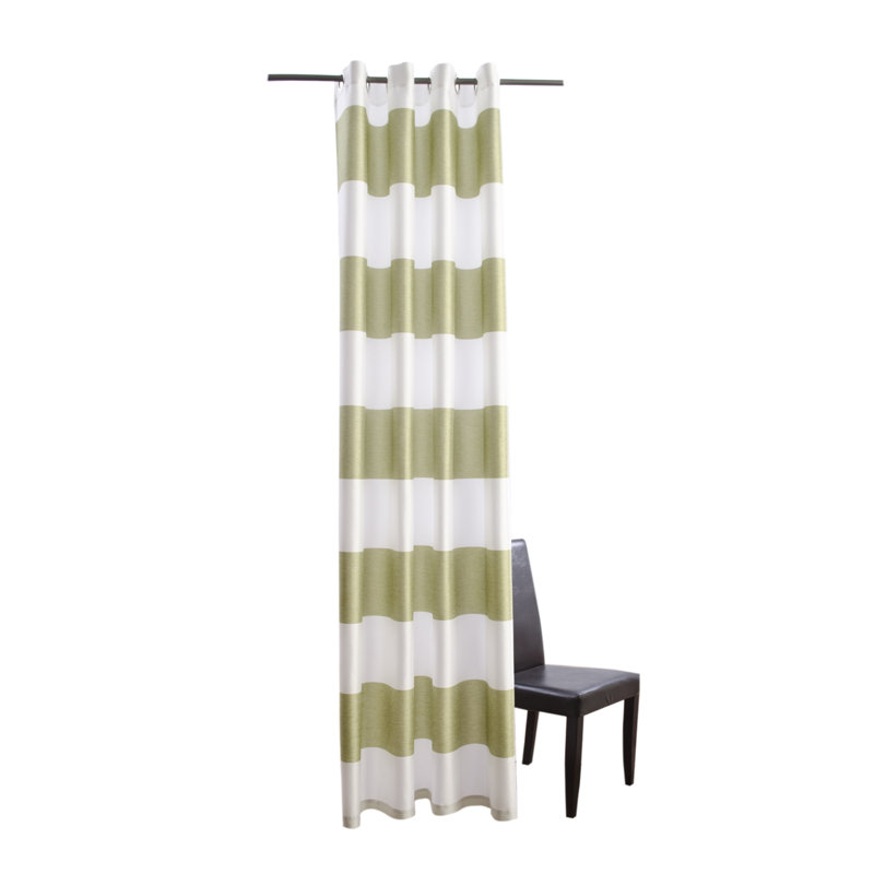 Sabang Eyelet Blackout Single Curtain, Green and white