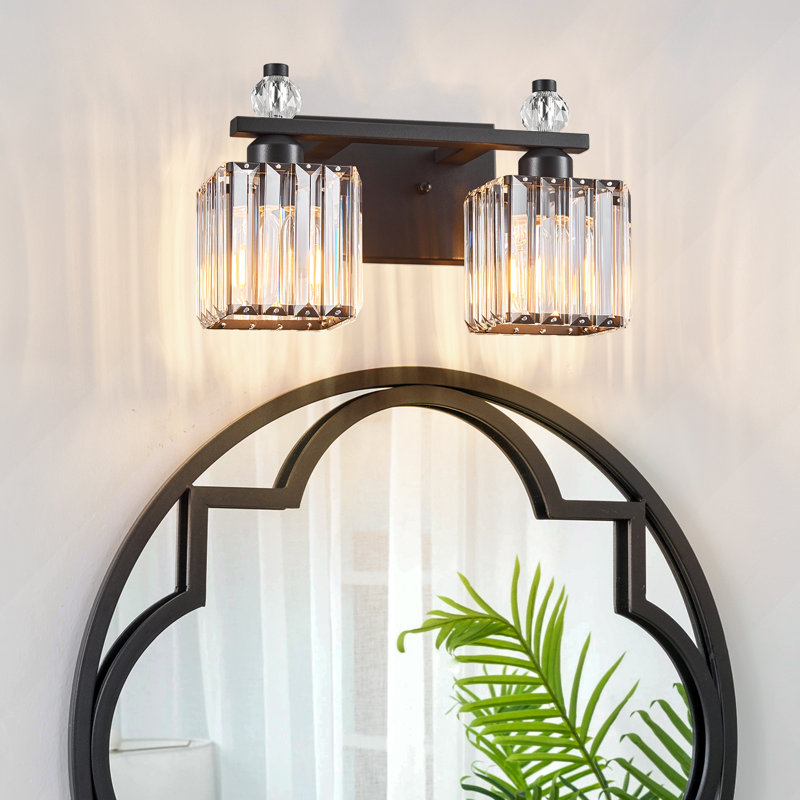 Luminaire de salle de bain Kyneisha, Sable, noir, Deux lumières
