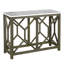 Console de canapé Agas de 41 pouces, plateau en marbre véritable blanc, structure géométrique en bois de manguier gris cendré délavé sablé