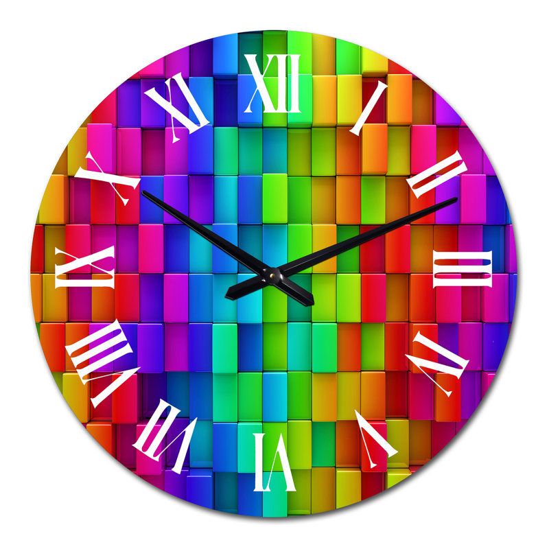 Rainbow of Abstract Colorful Blocks - Horloge murale à motifs, Moyen