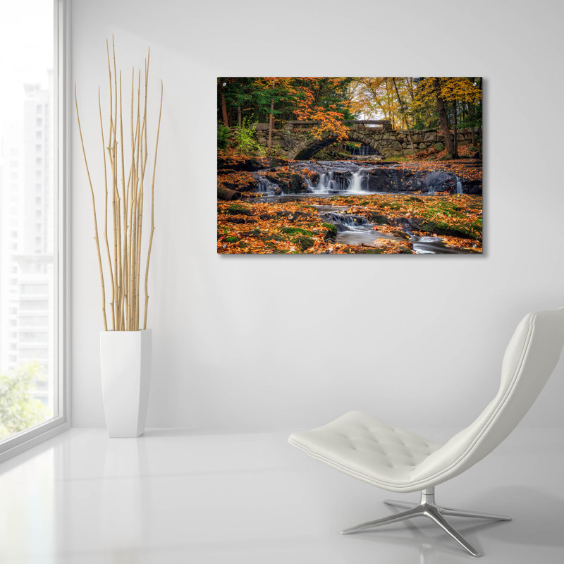 Art mural épique «Autumn At The Stone Bridge» par Rick Berk, H 24 po x l 36 po