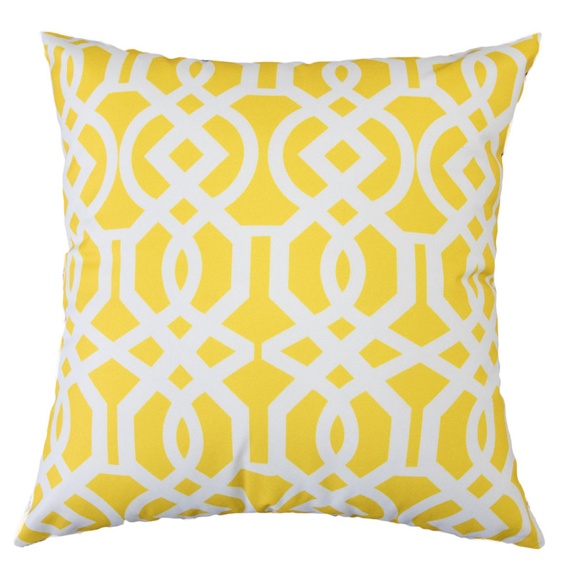 Geometric Outdoor Throw Pillow, Yellow