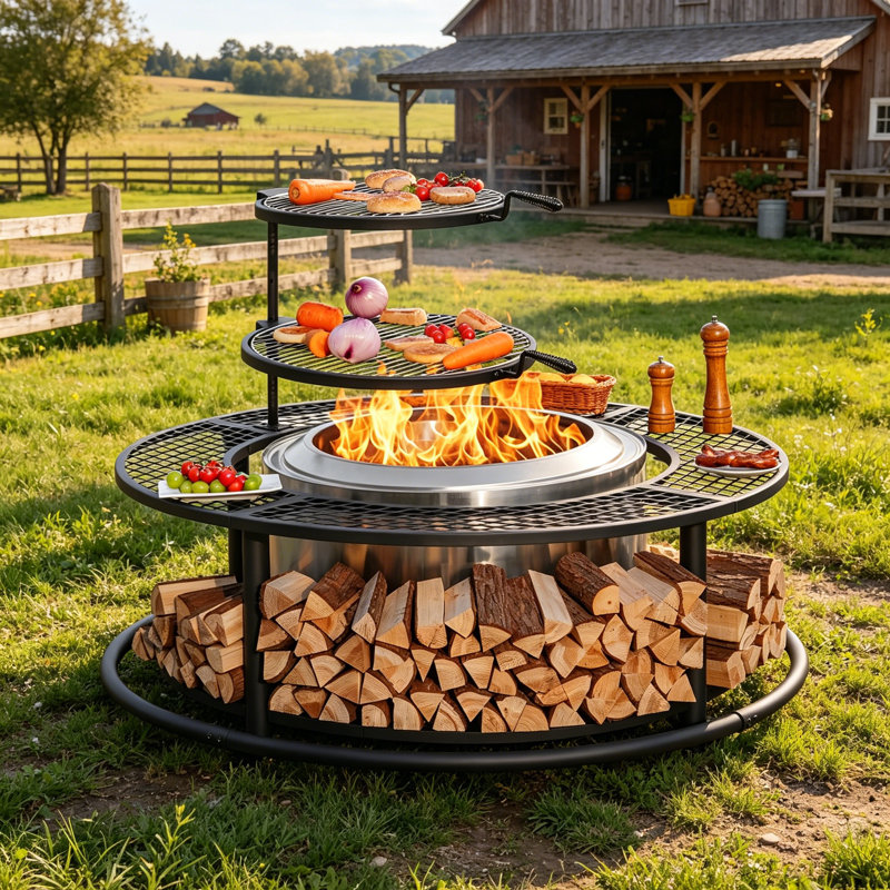 Plateau de table 50 po avec 2 grilles et tablette de rangement