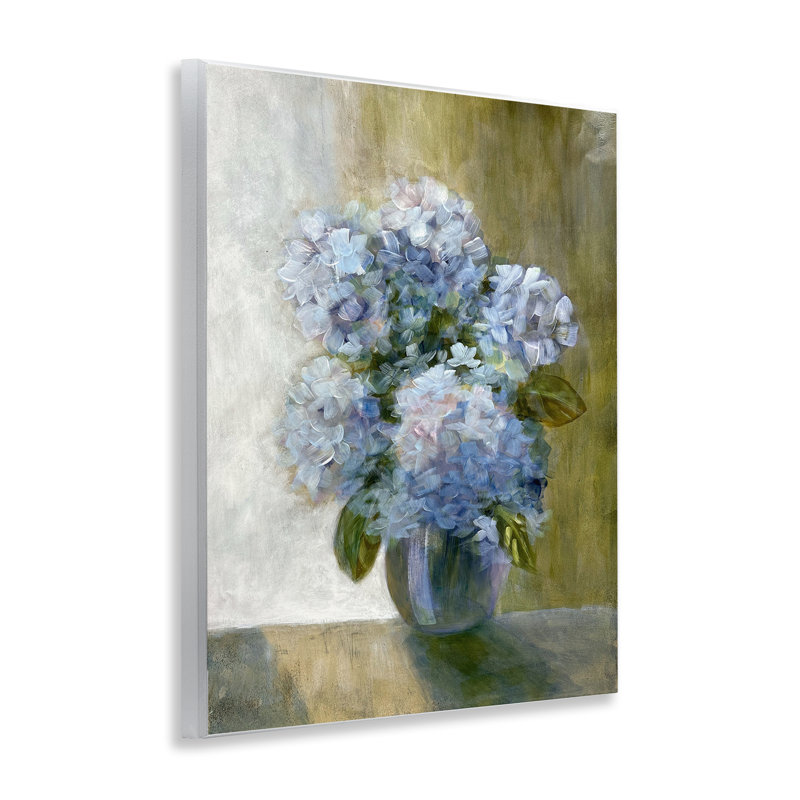 «Hydrangeas in Vase», art mural sur bois par Doris Charest