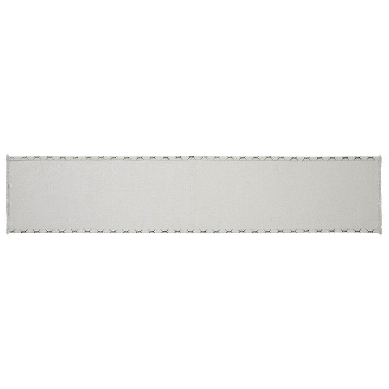 Soft White and Gray Cotton Country Farmhouse Table Runner