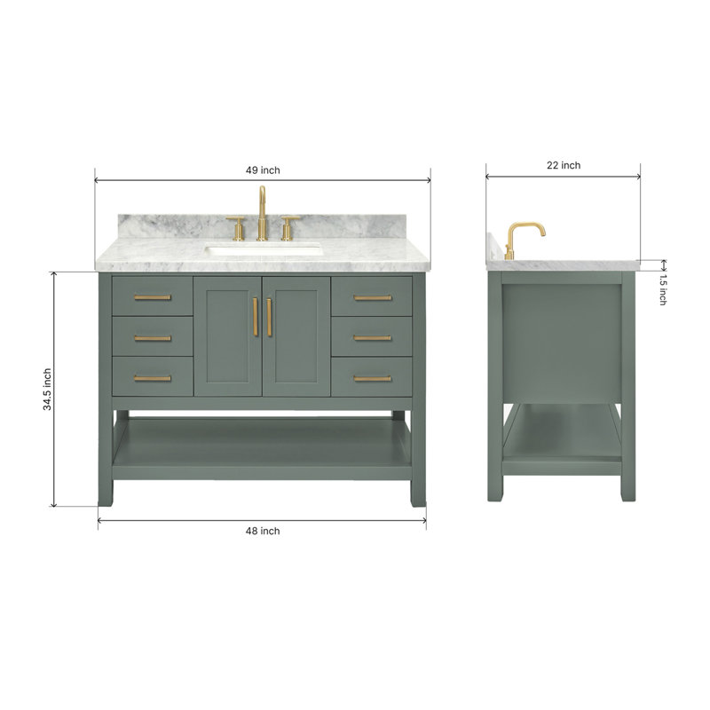 Magnolia Bath Vanity Rectangular Basin S049SWQ, Rectangular, Midnight Blue, Italian Carrara Marble
