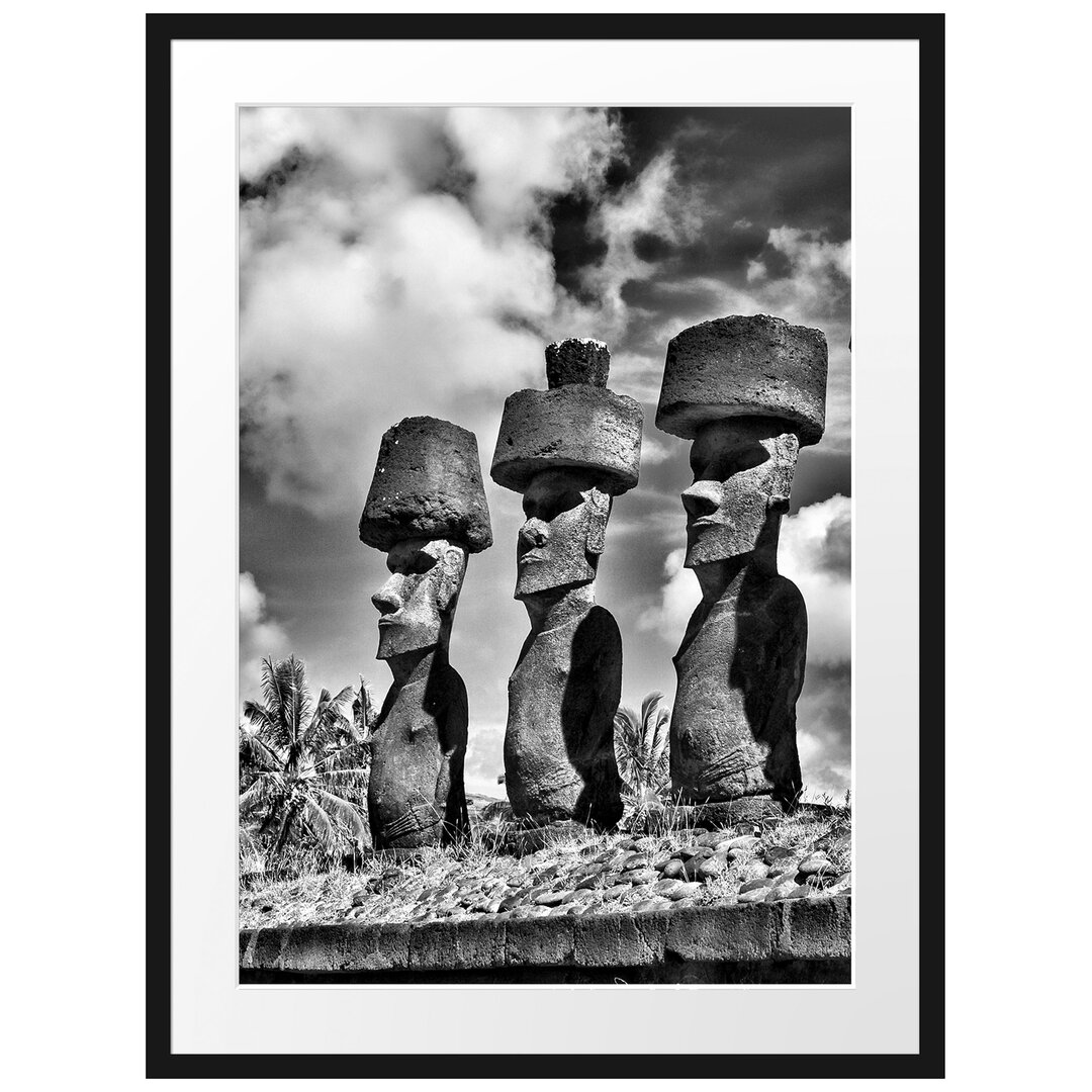 Gerahmtes Poster Moai Statuen auf den Osterinseln