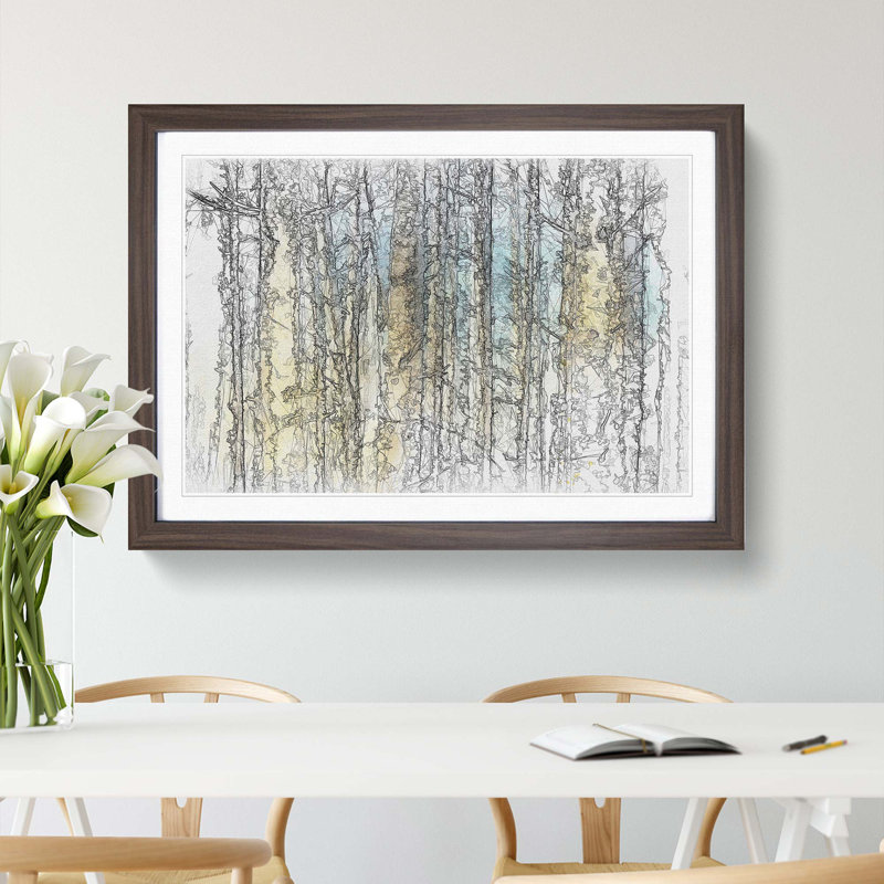 Sunlight upon the Trees in Abstract - Picture Frame Painting Print, 27cm H x 36cm W x 2cm D, Walnut Framed
