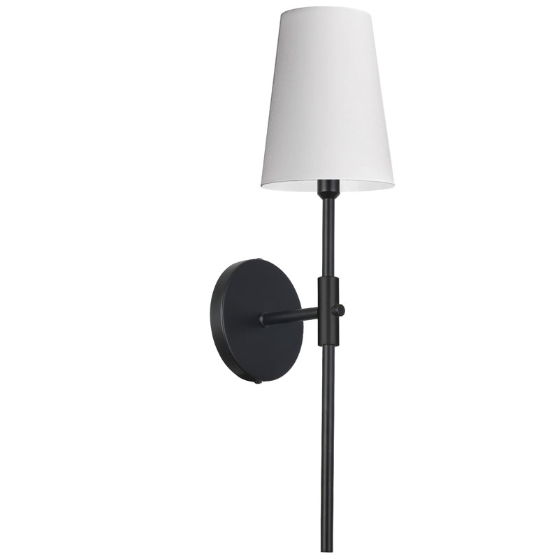 Applique murale 1 lumière avec abat-jour blanc Stelly, Noir mat