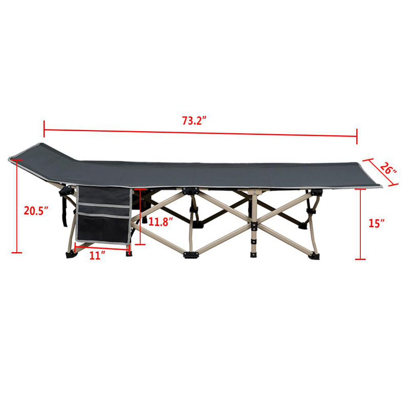 Lit de camp pliant portatif, Gris