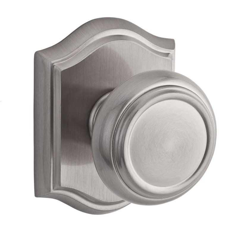 Traditional Double Dummy Door Knob with Traditional Arch Rose, Satin Nickel