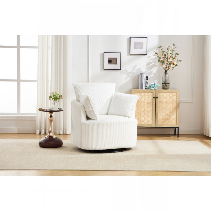 Fauteuil d'appoint pivotant blanc, fauteuil demi-tonneau pivotant rond, fauteuil, fauteuil rembourré, fauteuil de lecture, fauteuil de lecture, fauteuil simple, bureau de chambre à coucher