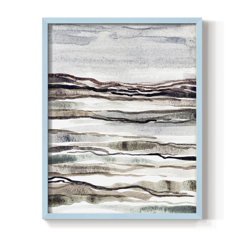 «Mute Earth Layers I», reproduction encadrée - bois massif, H 11 po x l 9 po, Bleu