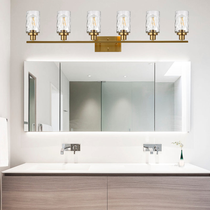 6 - Light Dimmable Vanity Light, Brass