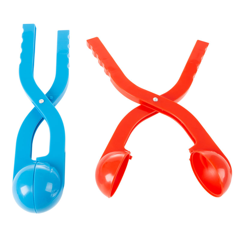 Set of 2 Snowball Maker Tools - Winter Outdoor Toy with Handle for Shaping Snowballs - Fun Snow Toys for Kids and Adults by Hey Play (Red and Blue)
