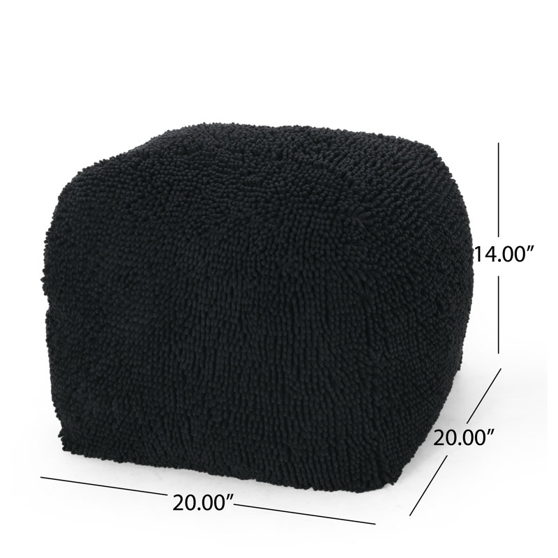 Repose-pieds carré en microfibre Spongy, Noir