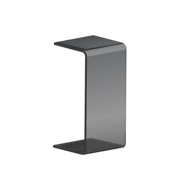Small C-Shaped Acrylic Side Table, Multi-Purpose Modern Coffee Table For Living Room And Bedroom, Gray