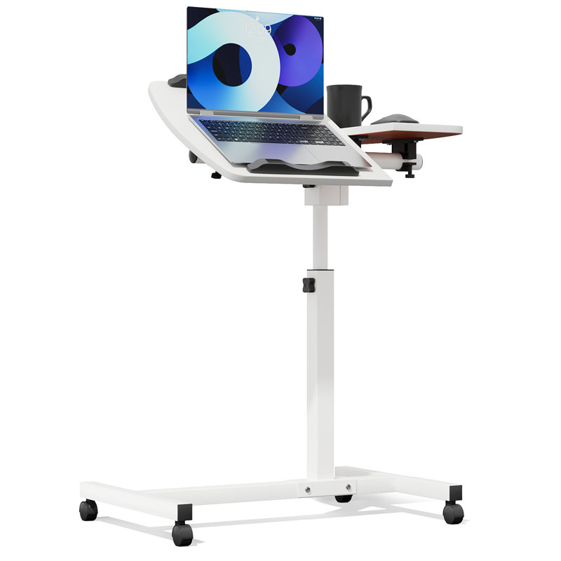 Bureau mobile pour ordinateur portable, bureau debout avec tapis de souris et plateau inclinable, table d'ordinateur à hauteur réglable