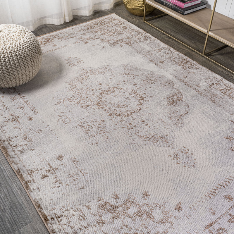 Tyne Cottage Medallion Brown/Cream Rug, Rectangle 4'3" x 6'