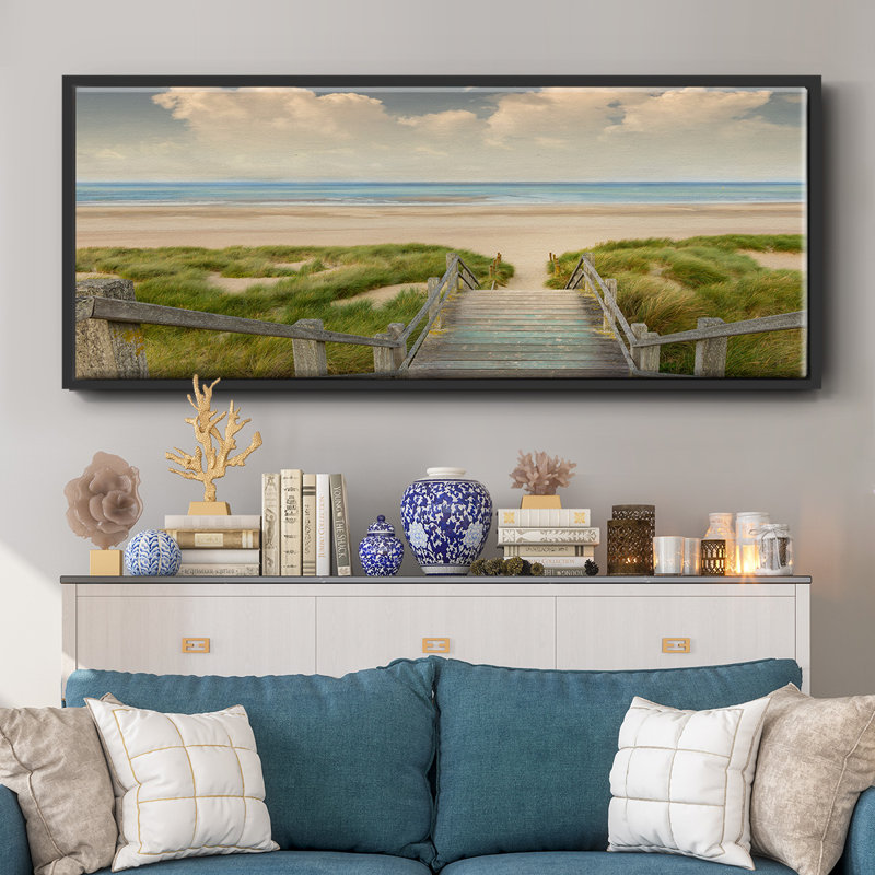 Welcome Beach- Framed Canvas, 24" H x 60" W