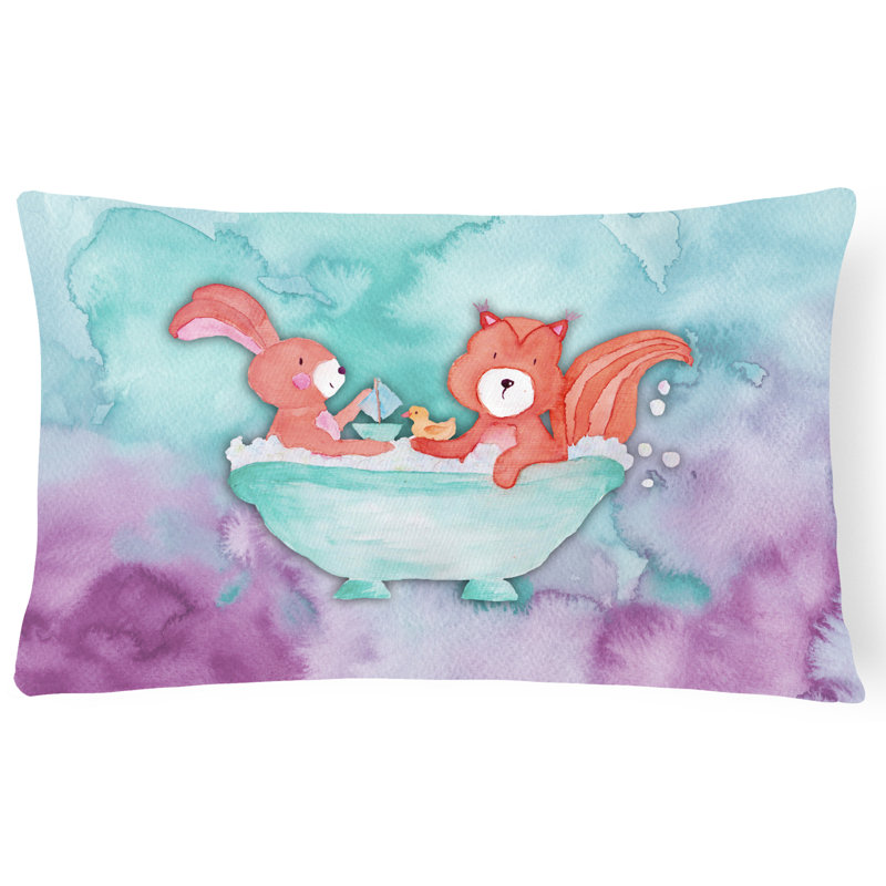  Coussin lombaire aquarelle lapin et écureuil