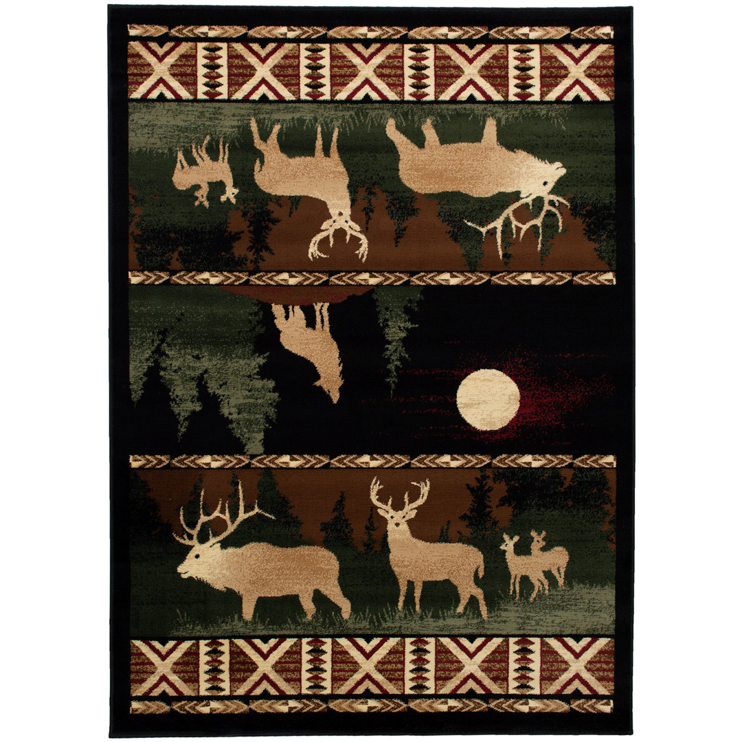 Allport High-Quality Woven Ultra-Soft Southwest Wilderness Dawn Theme Green Area Rug Loon Peak® Rug 