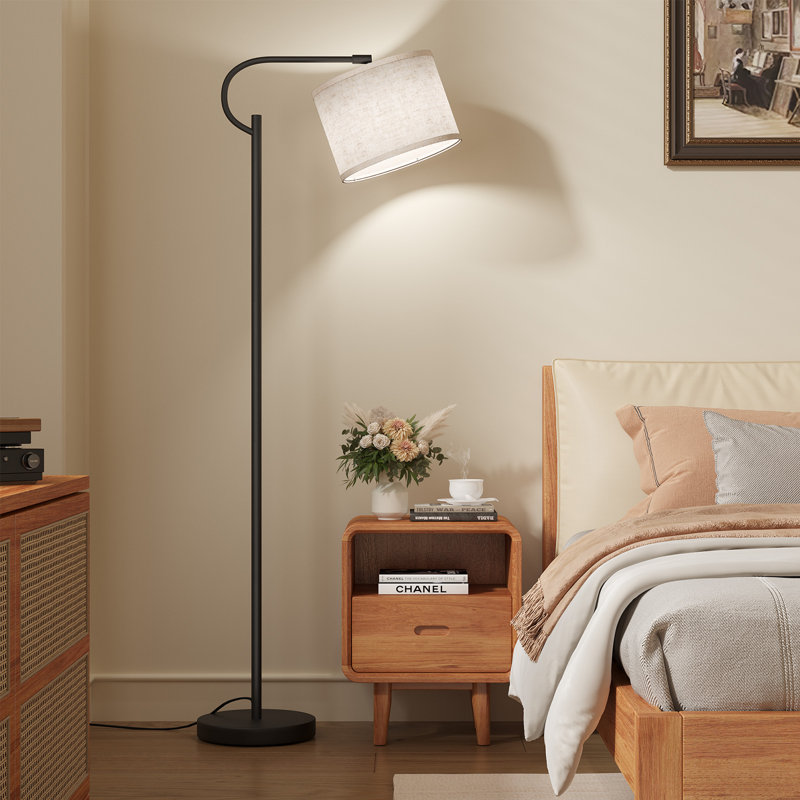 63" Modern Arched/Arc Floor Lamp with Bulb, Black