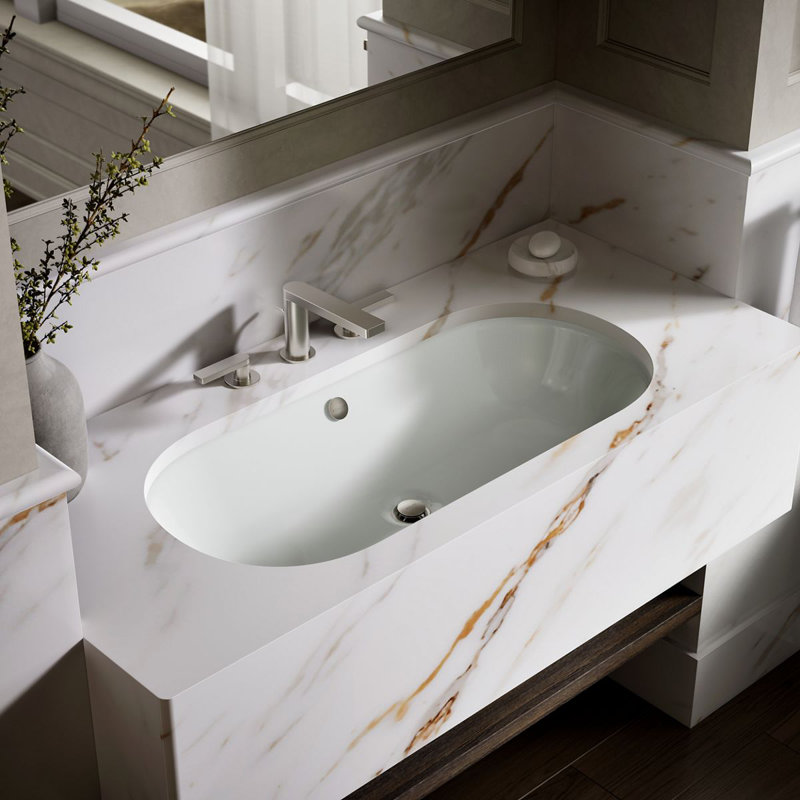 Iron Plains Metal Rectangle Dual Mount Bathroom Sink with Overflow, Sea Salt