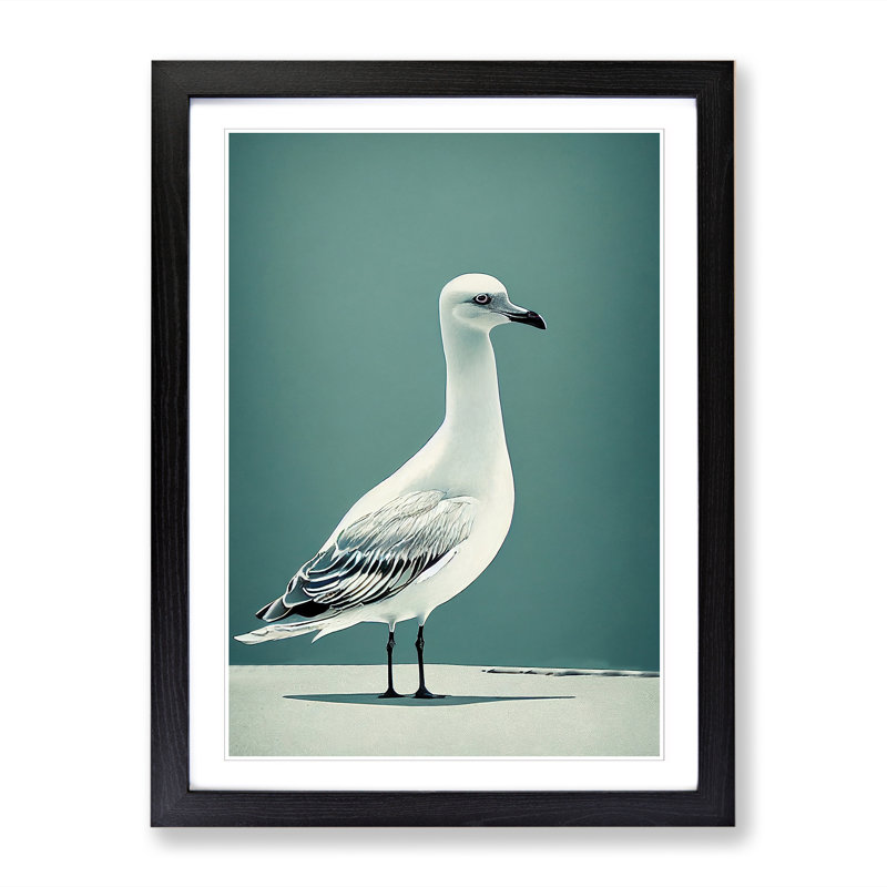 Seagull Portrait Vol.2 - Single Picture Frame Print, Black, 34cm H x 25cm W x 2cm D