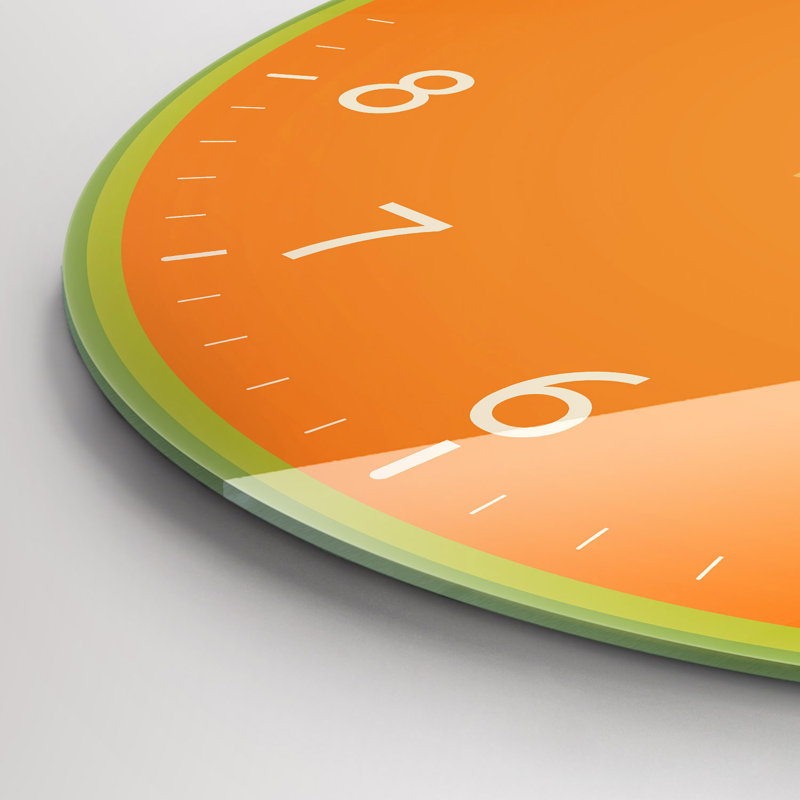 Glass Wall Clock, Orange/Black