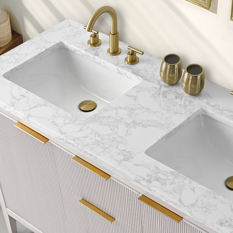 Emma 54" W Double Vanity, Taupe/Brushed Bronze