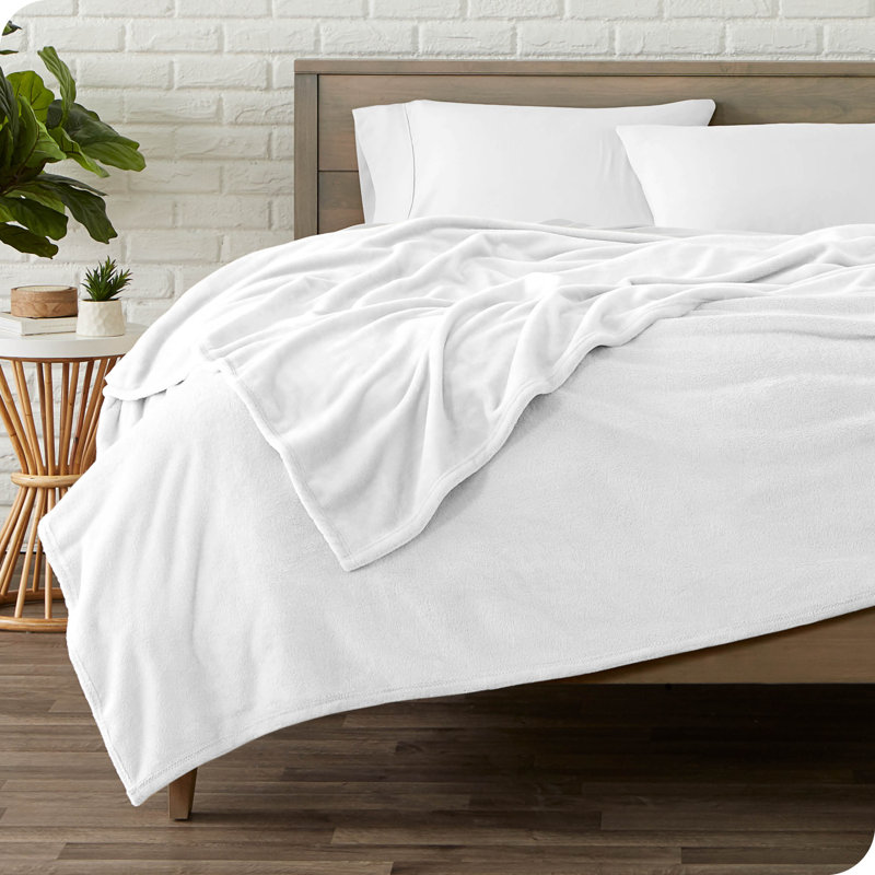 White King Size Microplush Fleece Blanket
