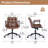 Executive Office Chair Adjustable Leather Mid Back Swivel Office Desk Chair With Padded Armrest 300lbs Load-bearing Computer Desk Chair For Home Office （set of 2 Brown）-2053498453-2052040664