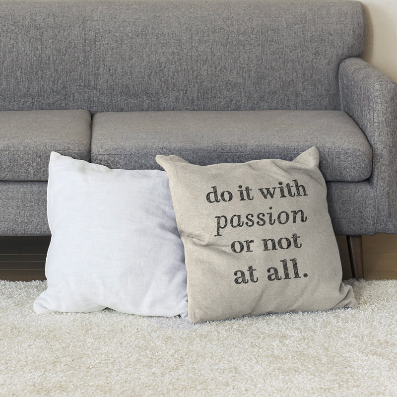Coussin de sol inspiration passion, H 28 po x l 28 po, Blanc / Noir