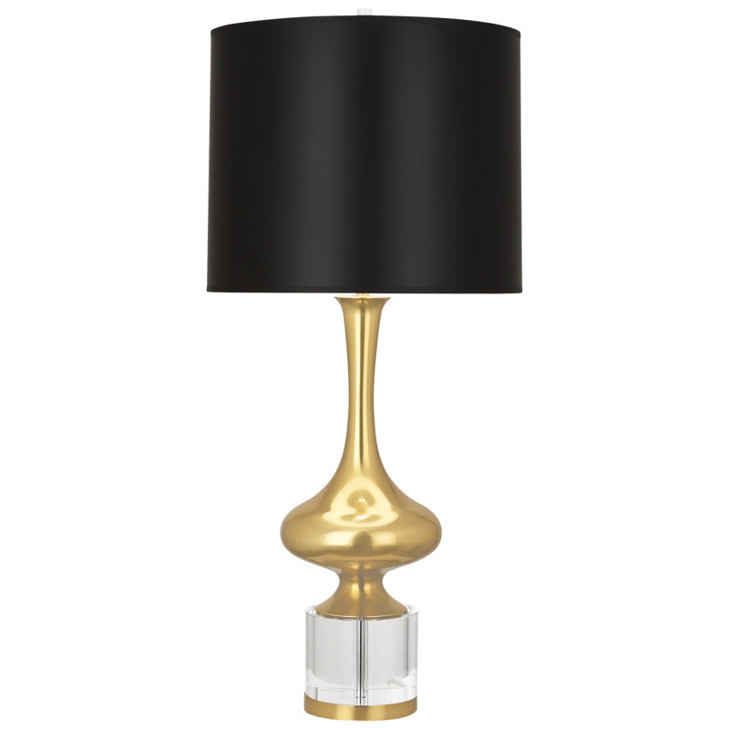 Lampe de table Elegant Collection Srkashlteni - Finition avec accent de cristal, gradateur, abat-jour en tissu Fondine, hauteur de 33,5 po