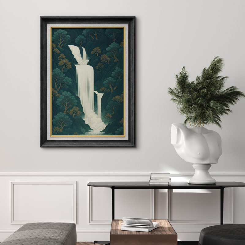 Œuvre encadrée de qualité supérieure - impression de paysage rétro pour décor de salon - 26 po x 36 po, Noir