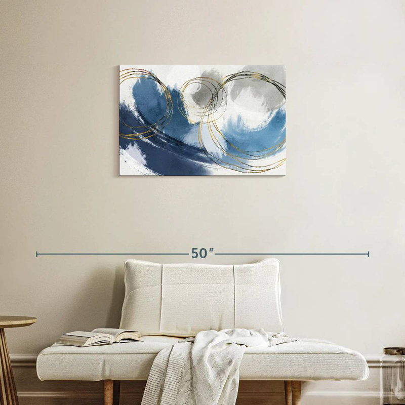 Avery Gold On Blue Splashes, 20" H x 30" W