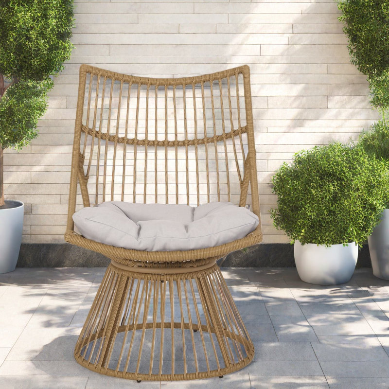 Comfort High-back Patio Lounge Chairs, Pe Rattan Boho Chair For Porch