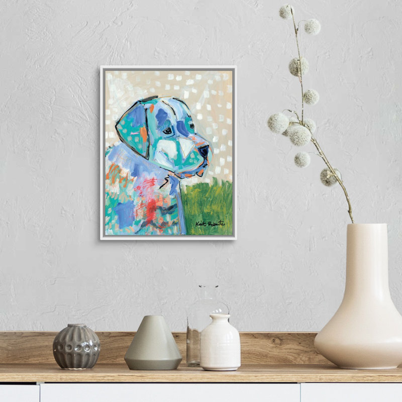 Reproduction d’art sur toile « A good boy » par Kait Roberts, H 16 po x l 13 po x P 1,75 po, Toile blanche encadrée