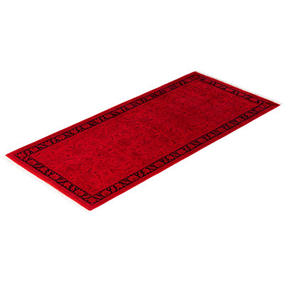 Overdyed Hand-Knotted Wool Modern-Contemporary Red Runner 2' 8" x 6' 0"