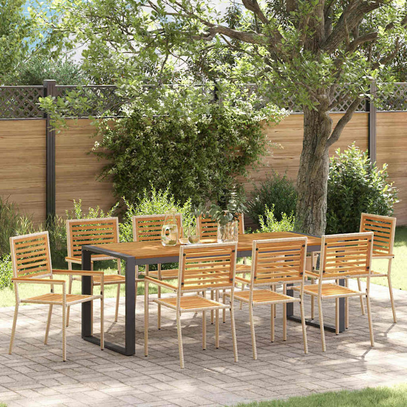9 Piece Garden Dining Set, White