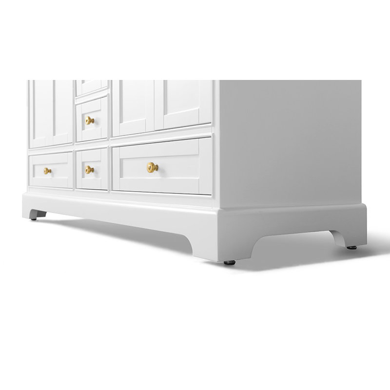 Audrey 60'' W Double Vanity, White, Carrara White, Gold