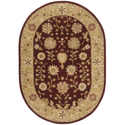 Tapis rouge / doré en laine touffeté à la main Balthrop