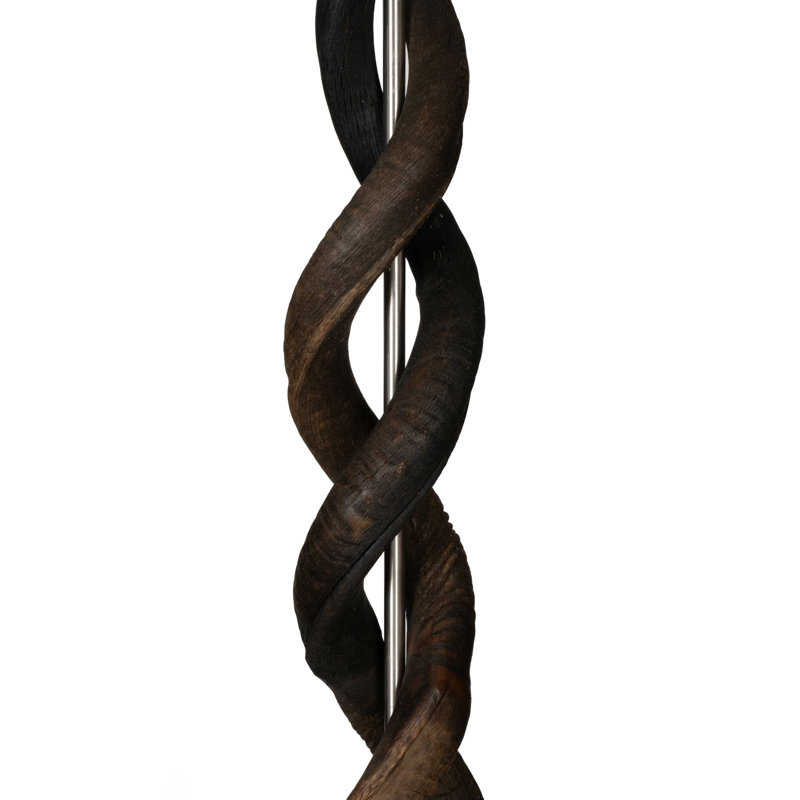 80" Natural Horn Floor Lamp - Wildebeest Hide Base - Natural Linen Shade