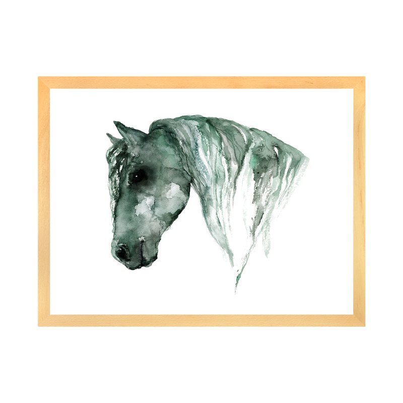 Art du cheval, H 24 po x l 32 po x P 1 po, Toile avec cadre en bois beige