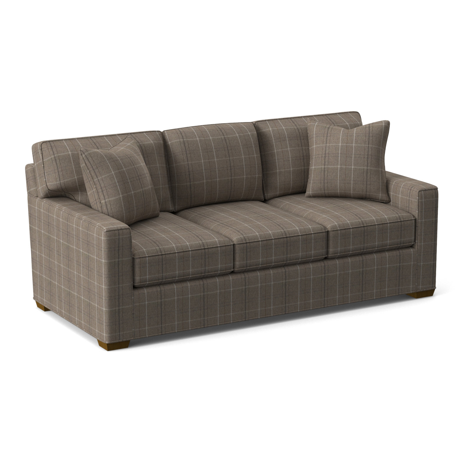 Gramercy Park 81'' Upholstered Sofa, Taupe Plaid; 0126-73, Havana Finish